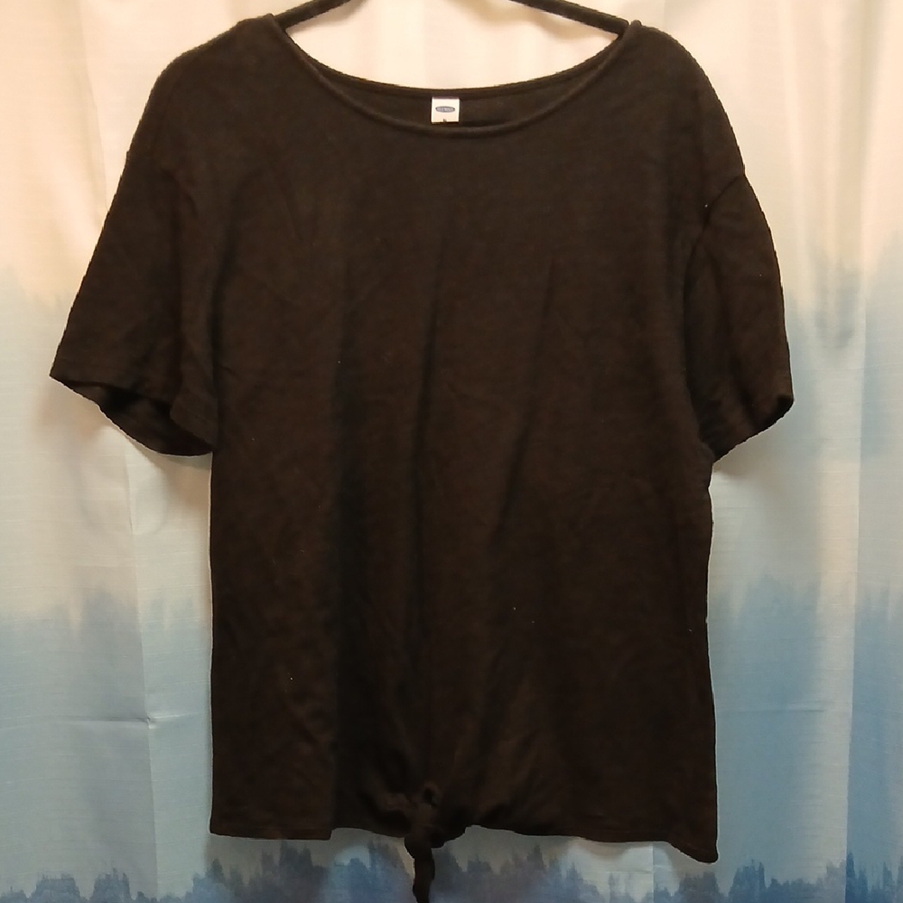 Old Navy Black Knit Top With Tie Hem